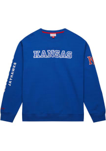 Mitchell and Ness Kansas Jayhawks Mens Blue Fleece Long Sleeve Fashion Sweatshirt
