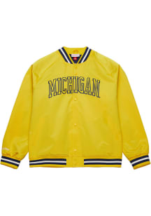 Mitchell and Ness Michigan Wolverines Mens Gold Lighweight Satin Light Weight Jacket
