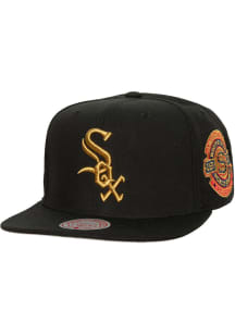 Mitchell and Ness Chicago White Sox Black Champ Up Side Patch Mens Snapback Hat