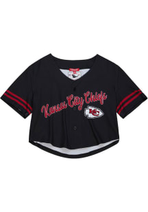 Kansas City Chiefs Womens Mitchell and Ness Button Fashion Football Jersey - Black