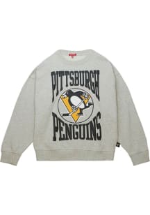 Mitchell and Ness Pittsburgh Penguins Womens Grey Logo Crew Sweatshirt
