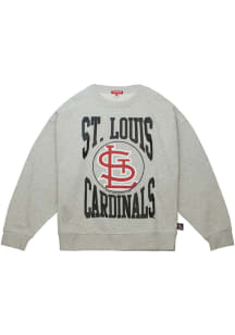Mitchell and Ness St Louis Cardinals Womens Grey Logo Crew Sweatshirt