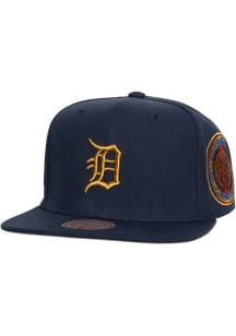 Mitchell and Ness Detroit Tigers Navy Blue Champ Up Side Patch Mens Snapback Hat