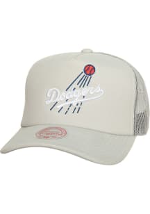 Mitchell and Ness Los Angeles Dodgers Curveball Trucker Adjustable Hat - Grey