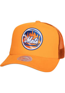 Mitchell and Ness New York Mets Curveball Trucker Adjustable Hat - Orange