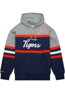 Mitchell and Ness Detroit Tigers Mens Navy Blue Head Coach Fashion Hood