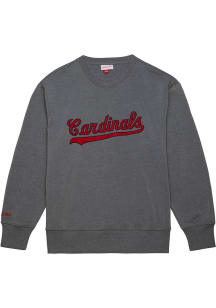 Mitchell and Ness St Louis Cardinals Mens Grey Snow Washed Long Sleeve Fashion Sweatshirt