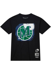 Mitchell and Ness Dallas Mavericks Black Big Face Short Sleeve Fashion T Shirt