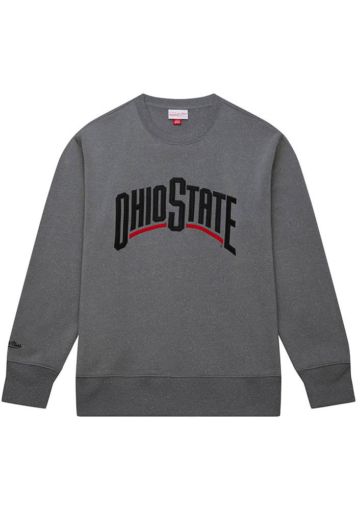 OHIO State スウェットシャツ グレー Mitchell and Ness Mens GREY Ohio State Buckeyes Snow Washed Long