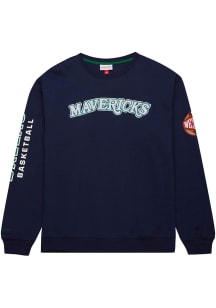 Mitchell and Ness Dallas Mavericks Mens Navy Blue There and Back Long Sleeve Crew Sweatshirt