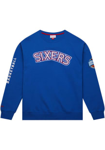 Mitchell and Ness Philadelphia 76ers Mens Blue There and Back Long Sleeve Crew Sweatshirt