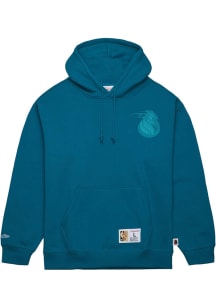 Mitchell and Ness Detroit Pistons Mens Teal Tonal Logo Long Sleeve Hoodie