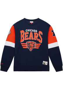 Mitchell and Ness Chicago Bears Mens Navy Blue All Over Long Sleeve Fashion Sweatshirt