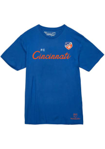Mitchell and Ness FC Cincinnati Blue Script Short Sleeve T Shirt