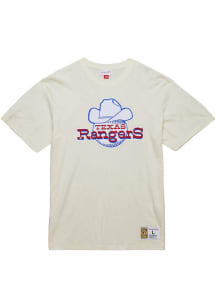 Mitchell and Ness Texas Rangers White Heritage Slub Vintage Logo Short Sleeve Fashion T Shirt