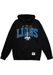 Mitchell and Ness Detroit Lions Mens Black Vintage Arch Long Sleeve Hoodie
