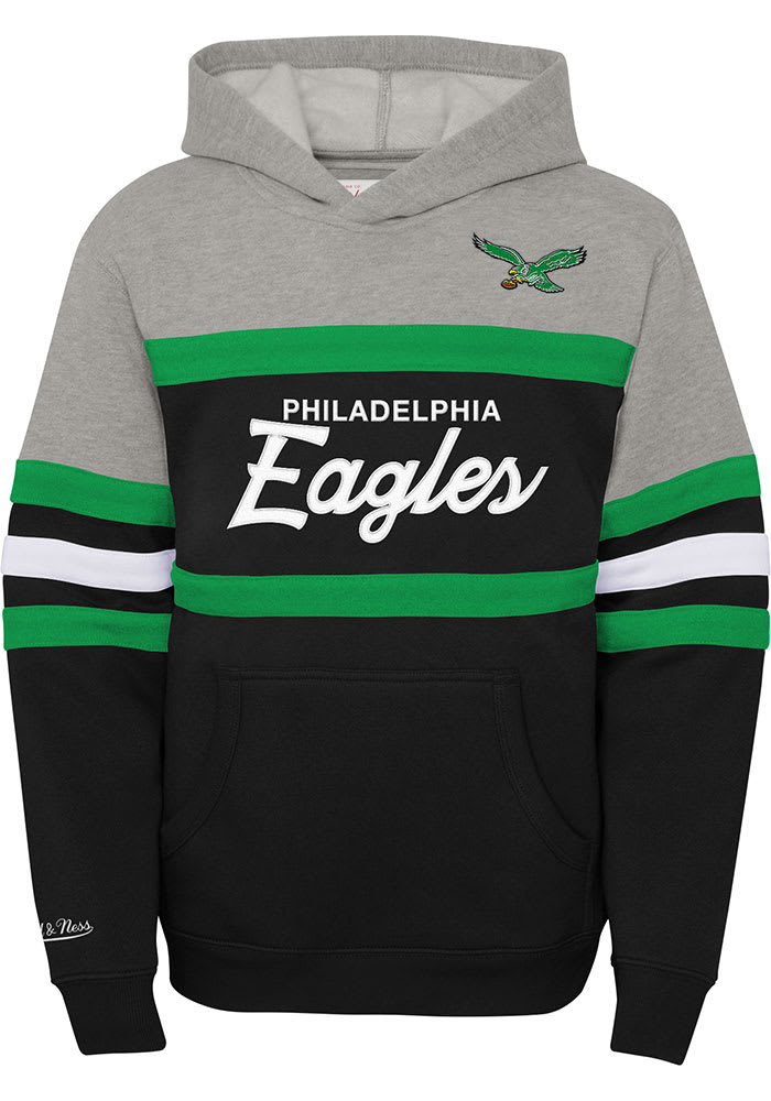 Outerstuff (Mitchell & Ness) Mitchell and Ness Philadelphia Eagles Youth Kelly Green Retro Logo Long Sleeve Hoodie, Kelly Green, Cotton/Poly Blend, Si