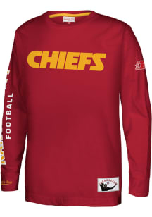 Mitchell and Ness Kansas City Chiefs Youth Red Heavy Weight Long Sleeve T-Shirt