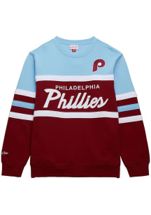 Mitchell and Ness Philadelphia Phillies Mens Maroon Head Coach Long Sleeve Fashion Sweatshirt