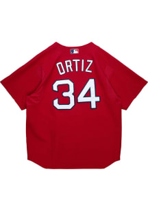 David Ortiz Boston Red Sox Mitchell and Ness Button Coop Cooperstown Jersey - Red