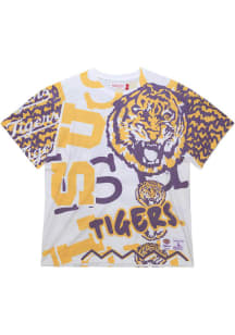 Mitchell and Ness LSU Tigers White Jumbotron Short Sleeve Fashion T Shirt