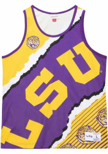 Mitchell and Ness LSU Tigers Mens Gold Jumbotron Short Sleeve Tank Top