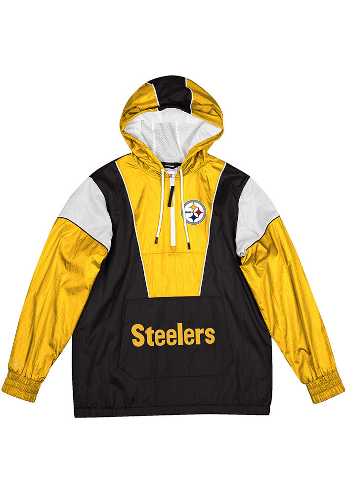 Mitchell and Ness Pittsburgh Steelers Mens Black HIGHLIGHT REEL ANORAK Pullover Jackets