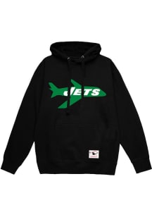 Mitchell and Ness New York Jets Mens Black Retro Logo Long Sleeve Hoodie