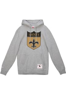 Mitchell and Ness New Orleans Saints Mens Grey Retro Logo Long Sleeve Hoodie