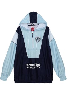 Mitchell and Ness Sporting Kansas City Mens Navy Blue HIGHLIGHT REEL ANORAK Pullover Jackets