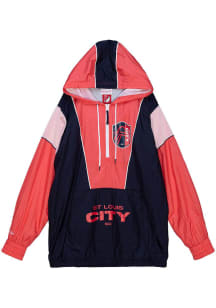 Mitchell and Ness St Louis City SC Mens Red HIGHLIGHT REEL ANORAK Pullover Jackets