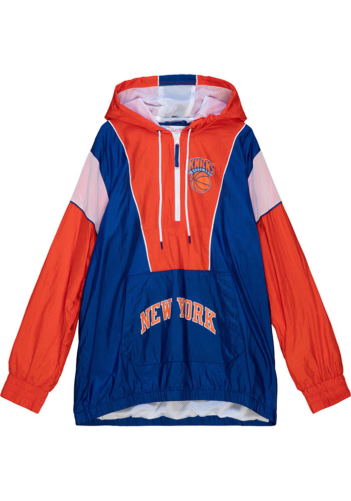 Mitchell and Ness New York Knicks Mens Blue HIGHLIGHT REEL ANORAK Pullover Jackets