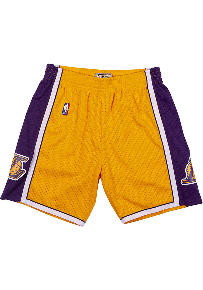Mitchell and Ness Los Angeles Lakers Mens Gold SWINGMAN Shorts