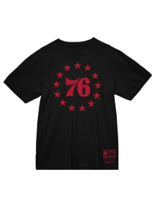 Mitchell and Ness Philadelphia 76ers Black Basic Logo 3 Short Sleeve T Shirt