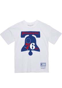 Mitchell and Ness Philadelphia 76ers White Basic Logo 1 Short Sleeve T Shirt