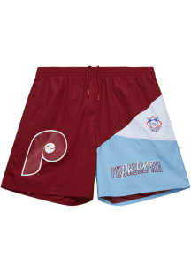 Mitchell and Ness Philadelphia Phillies Mens Maroon Vintage Logo Shorts