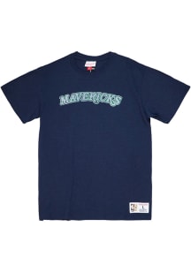 Mitchell and Ness Dallas Mavericks Navy Blue LEGENDARY SLUB Short Sleeve Fashion T Shirt