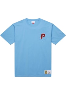 Mitchell and Ness Philadelphia Phillies Light Blue Premium Pocket Short Sleeve Fashion T Shirt