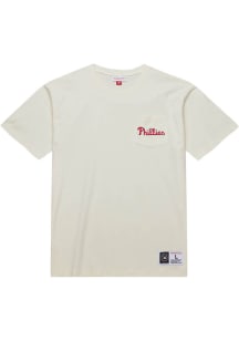Mitchell and Ness Philadelphia Phillies White Premium Pocket Short Sleeve Fashion T Shirt