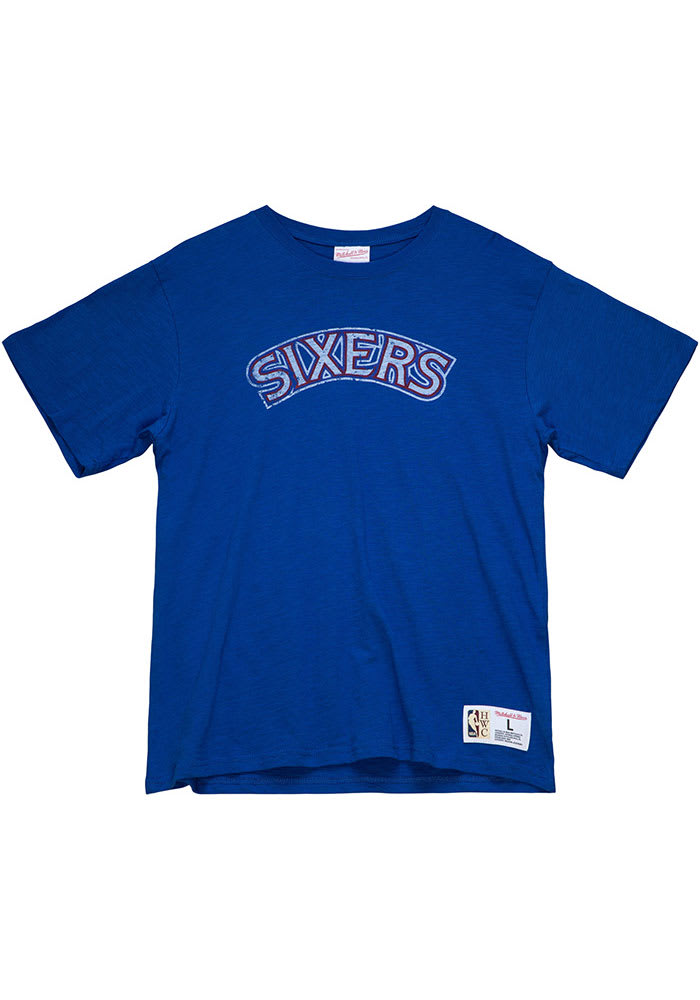 Mitchell and Ness Philadelphia 76ers Blue LEGENDARY SLUB Short Sleeve Fashion T Shirt