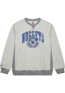 Mitchell and Ness Denver Nuggets Mens Grey Vintage Logo Long Sleeve Fashion Sweatshirt