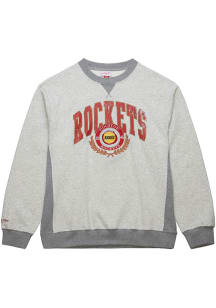 Mitchell and Ness Houston Rockets Mens Grey Vintage Logo Long Sleeve Fashion Sweatshirt