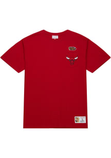 Mitchell and Ness Chicago Bulls Red Premium Pocket Short Sleeve Fashion T Shirt