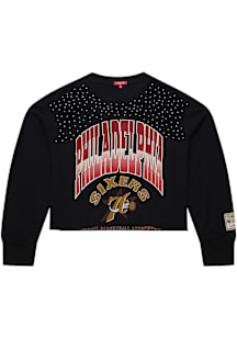 Mitchell and Ness Philadelphia 76ers Womens Black Studded Crop Crew Sweatshirt