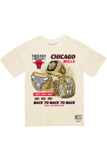 Mitchell and Ness Chicago Bulls White Triple Rings Short Sleeve T Shirt