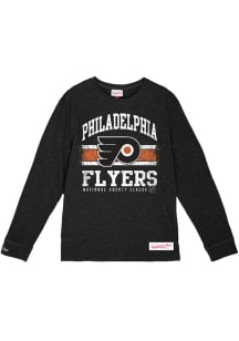 Mitchell and Ness Philadelphia Flyers Black Logo Lockup Long Sleeve T Shirt
