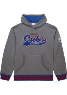 Mitchell and Ness Chicago Cubs Mens Grey Vintage Logo Snow Washed Fashion Hood