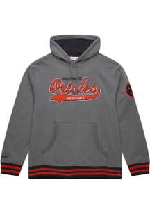 Mitchell and Ness Baltimore Orioles Mens Grey Vintage Logo Snow Washed Fashion Hood