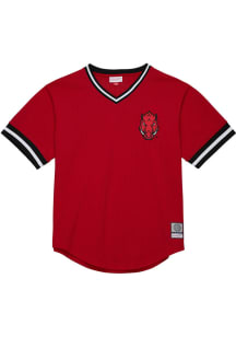 Mitchell and Ness Arkansas Razorbacks Mens Cardinal V-Neck Vintage Logo Jersey
