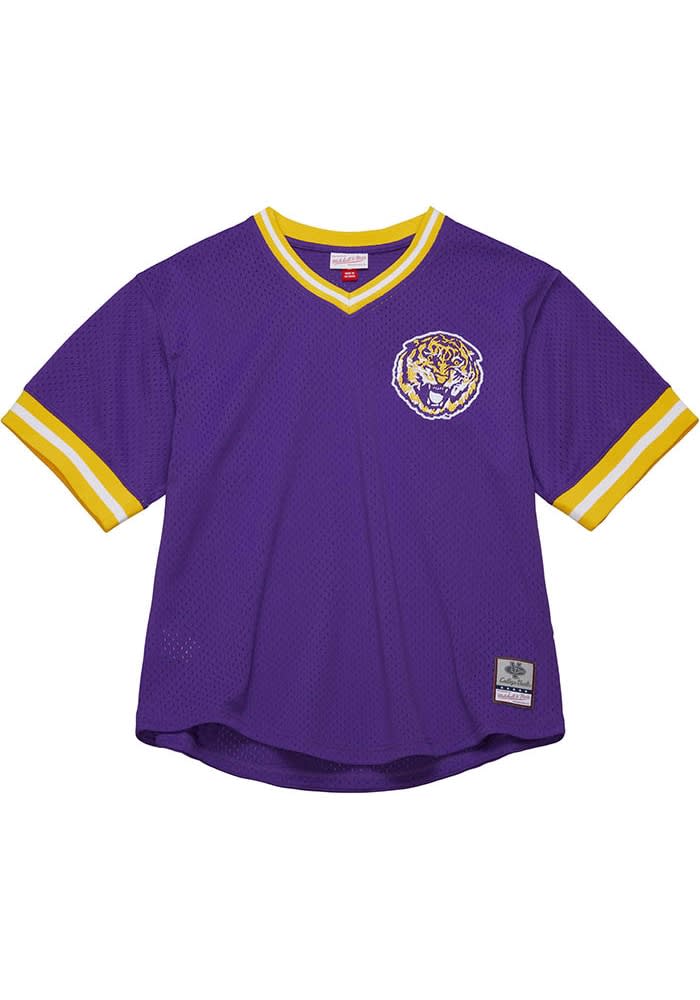Mitchell and Ness LSU Tigers Mens PURPLE V-Neck Vintage Logo